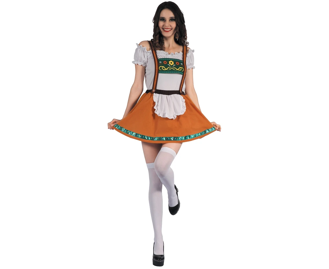 Role play-set for adult Orange Beer Girl (top, suspender skirt), size M EOL